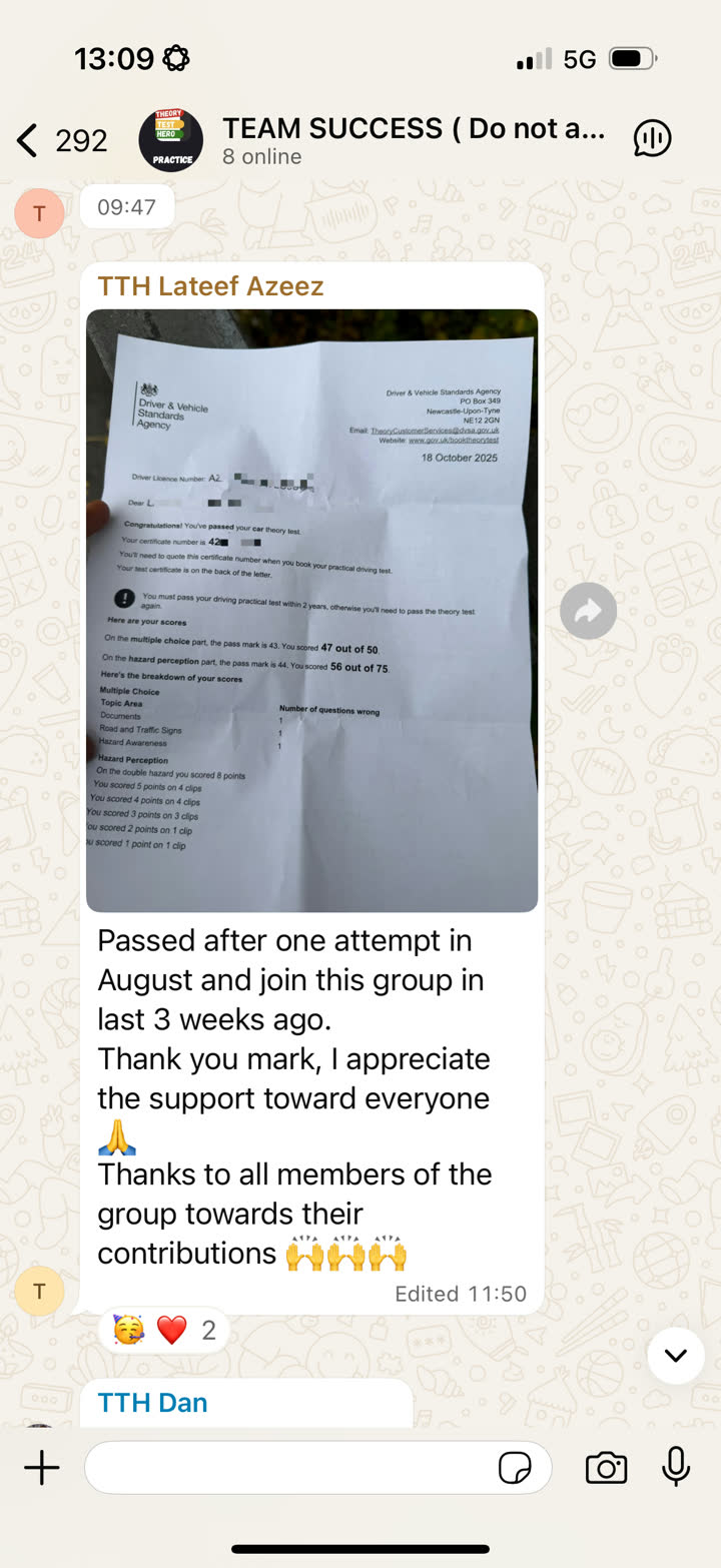 Theory Connect learner success message 1