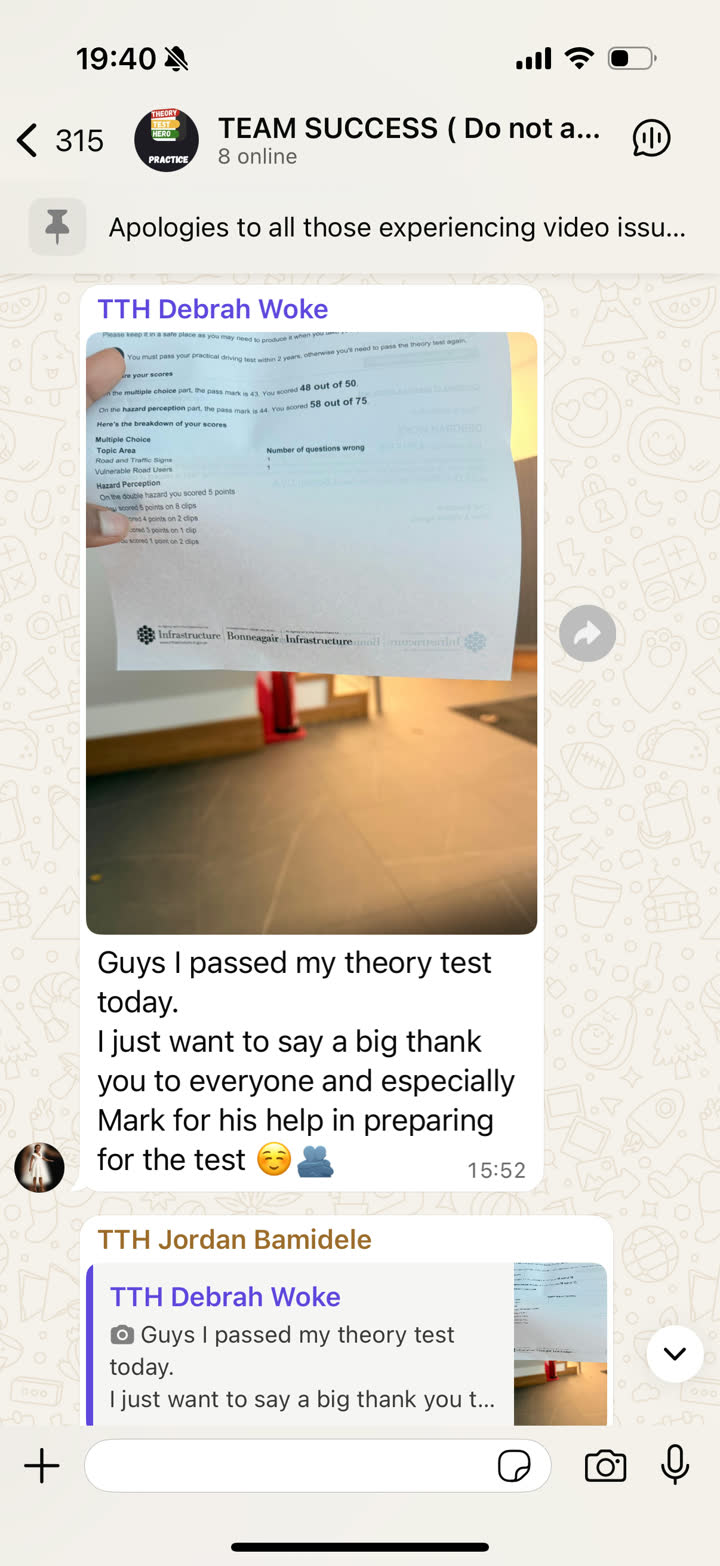 Theory Connect learner success message 4